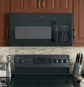 GE JVM6175DKBB Over-The-Range Microwave installed